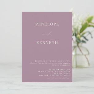 Invitación Clásico Elegante Polvo Púrpura Script Boda