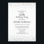 Invitación Clásico Elegante Purpurina de Plata Blanca 60º cum<br><div class="desc">Clásica y elegante invitación a la fiesta de cumpleaños número 60 en blanco con purpurina de plata y fuente caligráfica.</div>