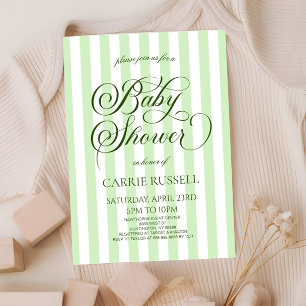 Invitación Clásico Elegante Rayas Verdes Baby Shower