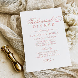 Invitación Clásico elegante Rosa Boda de oro Cena