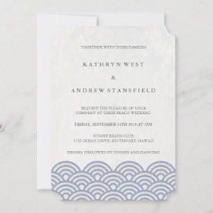 Invitación Clásico Elegante suave morado + White Beach Weddin