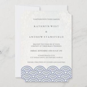 Invitación Clásico Elegante suave morado + White Beach Weddin