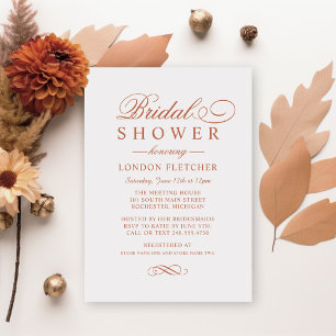 Invitación Clásico Elegante Teroacota Lluvia de Novia Boda