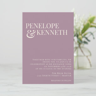 Invitación Clásico Elegante Tipografía Polvorienta Bodas Mora