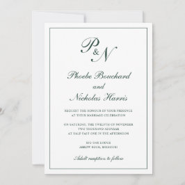 Invitación Clásico Elegante Verde Bosque Boda