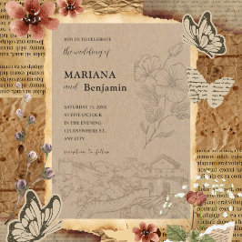 Invitación Clásico elegante vintage minimalista rústico marró