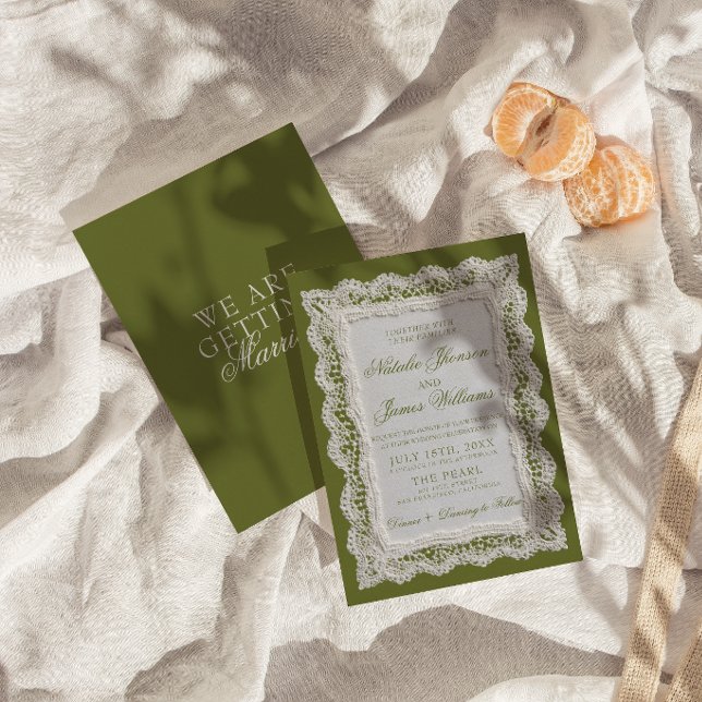 Invitación Clásico Encaje Oliva Verde Dinero Antiguo Doily Bo (Subido por el creador)