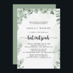 Invitación Clásico Eucalyptus Foliage Bat Mitzvah<br><div class="desc">Esta clásica invitación a la mitzvah de murciélago de eucalipto verde es perfecta para una mitzvah de murciélago rústico. El diseño presenta hermosas hojas de eucalipto de color verde acuático.</div>