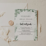 Invitación Clásico Eucalyptus Foliage Bat Mitzvah<br><div class="desc">Esta clásica invitación a la mitzvah de murciélago de eucalipto verde es perfecta para una mitzvah de murciélago rústico. El diseño presenta hermosas hojas de eucalipto de color verde acuático.</div>