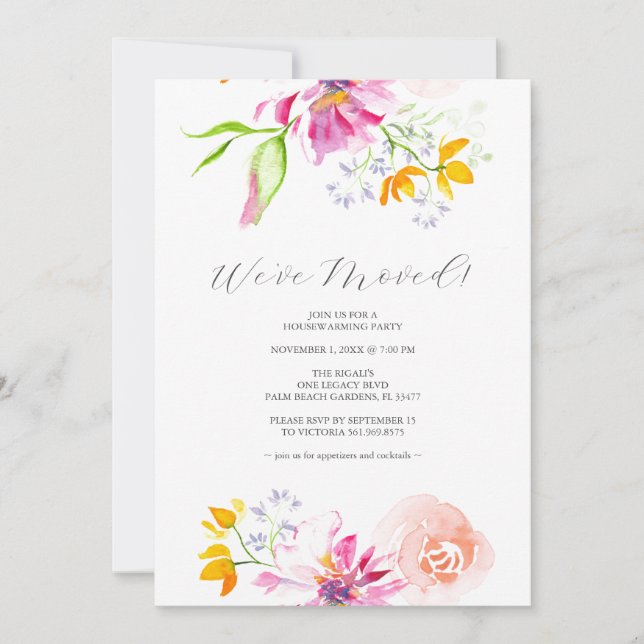 Invitación Clásico Fiesta de Flores Coloridas (Anverso)