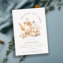 Invitación Clásico Fiesta de té floral de oro rosado