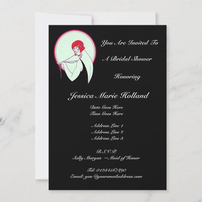 Invitación Clásico Flapper Vintage ~ Ducha Bridal (Anverso)