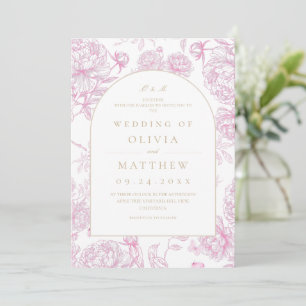 Invitación Clásico floral de boda francés rosa