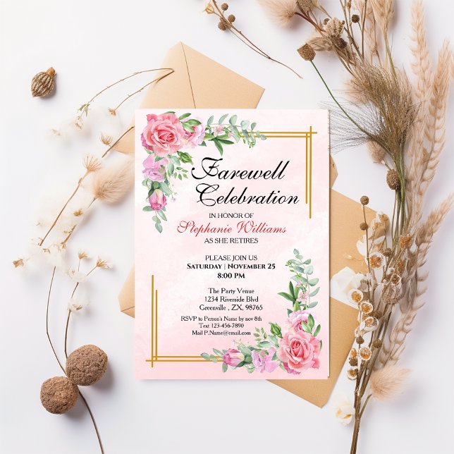 Invitación Clásico floral de despedida Fiesta femenina elegan (Subido por el creador)