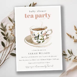 Invitación Clásico Floral Tea Cup Baby Shower Tea Fiesta