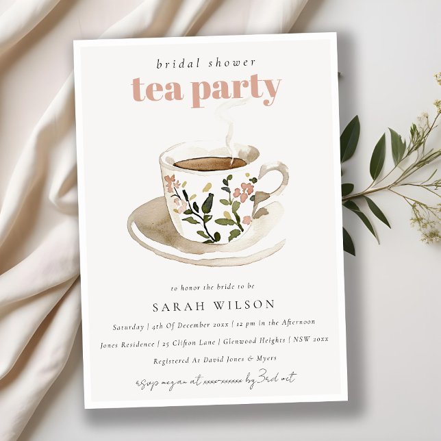 Invitación Clásico Floral Tea Cup Bridal Shower Tea Fiesta (Subido por el creador)