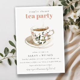 Invitación Clásico Floral Tea Cup Parejas Ducha Té Fiesta