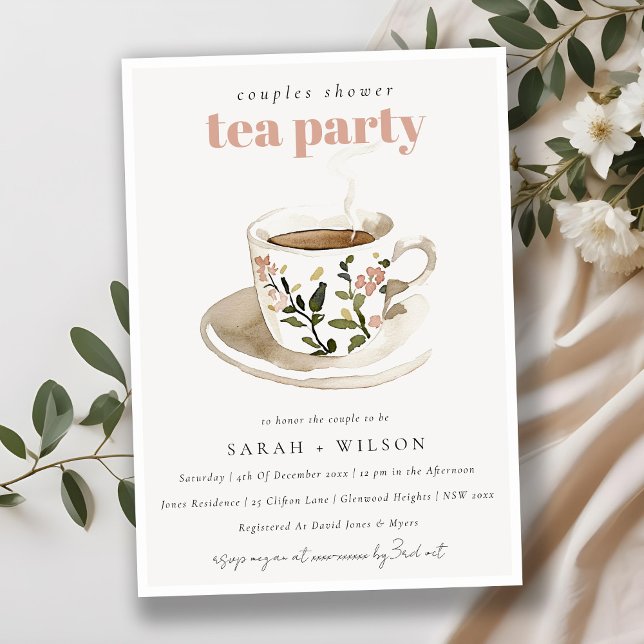 Invitación Clásico Floral Tea Cup Parejas Ducha Té Fiesta (Subido por el creador)