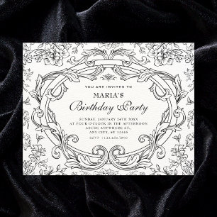 Invitación Clásico floral vintage cumpleaños