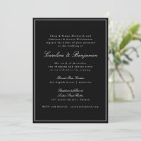 Clásico Formal Black Script Elegant Wedding RSVP