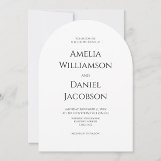 Invitación Clásico Formal Bodas Tipografía Arco Blanco Negro