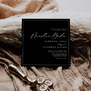Invitación Clásico formal de la Plaza Negra Nuestra Boda Boda