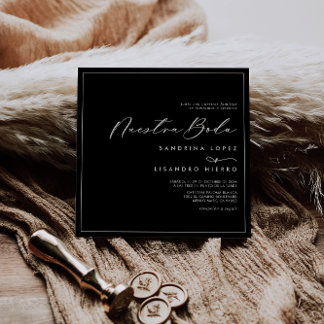 Invitación Clásico formal de la Plaza Negra Nuestra Boda Boda