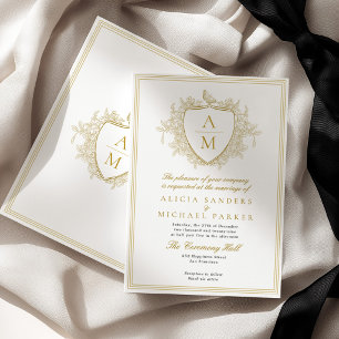 Invitación Clásico formal elegante cresta de monograma de bod