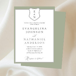 Invitación Clásico Formal Elegante Escudo Escritura Verde Bod