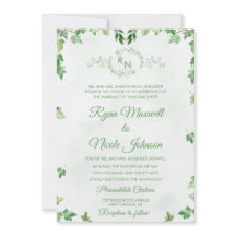 Clásico Formal Floral Monograma Verde boda