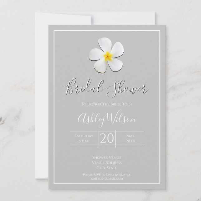 Invitación Clásico formal moderno, blanco sobre gris claro, n (Anverso)