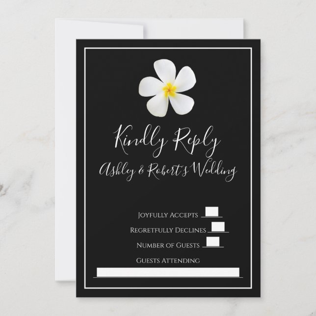 Invitación Clásico formal moderno, blanco sobre la boda negra (Anverso)