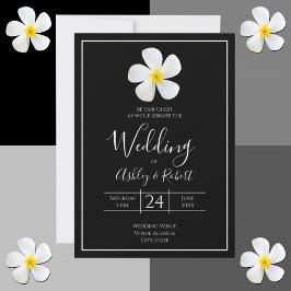 Invitación Clásico formal moderno, blanco sobre negro, Boda