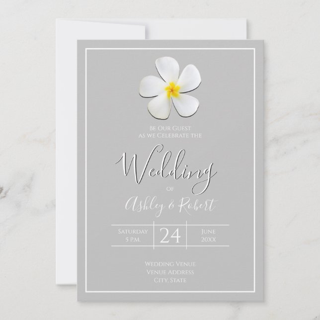 Invitación Clásico formal moderno, Boda blanco sobre gris cla (Anverso)