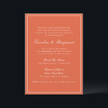 Invitación Clásico Formal Naranja cálido Script Elegante Boda<br><div class="desc">Una refinada invitación a la boda con un cálido fondo naranja, con una tipografía clásica de sari y guión, para un aspecto atemporal y sofisticado. Un borde blanco delgado enmarca el diseño, añadiendo un toque de elegancia. Perfecto para los bodas modernos, rústicos o de otoño, esta invitación marca el tono...</div>