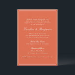 Invitación Clásico Formal Naranja cálido Script Elegante Boda<br><div class="desc">Una refinada invitación a la boda con un cálido fondo naranja, con una tipografía clásica de sari y guión, para un aspecto atemporal y sofisticado. Un borde blanco delgado enmarca el diseño, añadiendo un toque de elegancia. Perfecto para los bodas modernos, rústicos o de otoño, esta invitación marca el tono...</div>