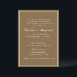 Invitación Clásico Formal Warm Brown Script Elegante Boda<br><div class="desc">Una refinada invitación a la boda, con un cálido fondo marrón, con una tipografía clásica de sif y escritura para un look atemporal y sofisticado. Un borde blanco delgado enmarca el diseño, añadiendo un toque de elegancia. Perfecto para los bodas modernos, rústicos o de otoño, esta invitación marca el tono...</div>