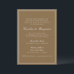Invitación Clásico Formal Warm Brown Script Elegante Boda<br><div class="desc">Una refinada invitación a la boda, con un cálido fondo marrón, con una tipografía clásica de sif y escritura para un look atemporal y sofisticado. Un borde blanco delgado enmarca el diseño, añadiendo un toque de elegancia. Perfecto para los bodas modernos, rústicos o de otoño, esta invitación marca el tono...</div>