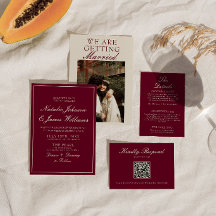 Clásico Foto de Boda de Dinero Antiguo Rojo Profun