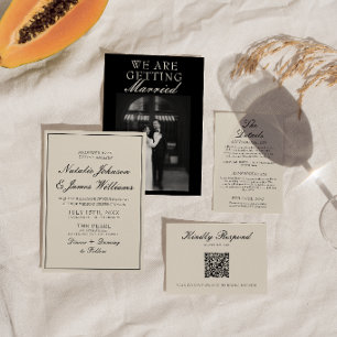 Invitación Clásico Foto de Boda en Blanco y Negro de Dinero A