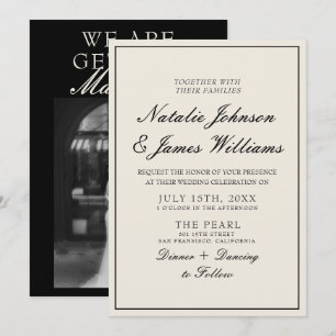 Invitación Clásico Foto de Boda en Blanco y Negro de Dinero A