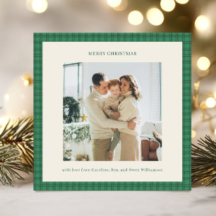 Invitación Clásico Foto de Navidad Acogedora con Cuadro Verde