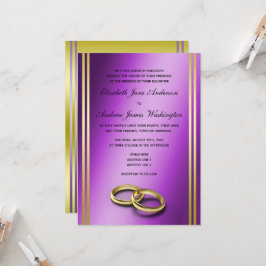 Invitación Clásico Gold & Purple, Boda de anillos Bodas