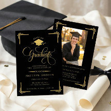 Clásico Graduación Negro Dorado