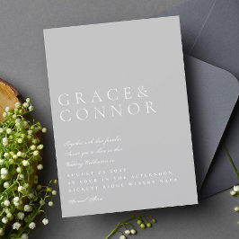 Invitación Clásico Gris claro y Boda de estilo elegante blanc