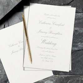 Invitación Clásico Guion de Bodas de Lino Blanco Cremoso