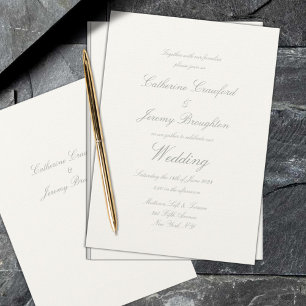 Invitación Clásico Guion de Bodas de Lino Blanco Cremoso