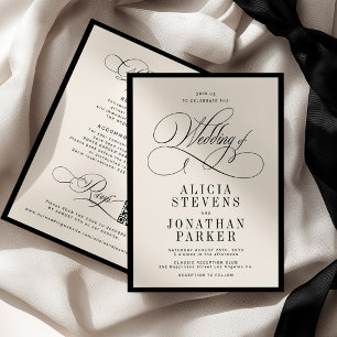 Invitación Clásico guion vintage marfil boda dinero antiguo