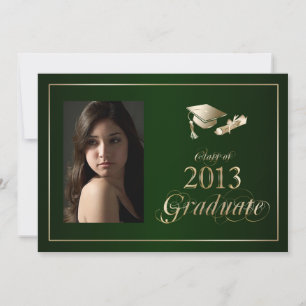 Invitación Clásico invitado de foto para graduados de Green y