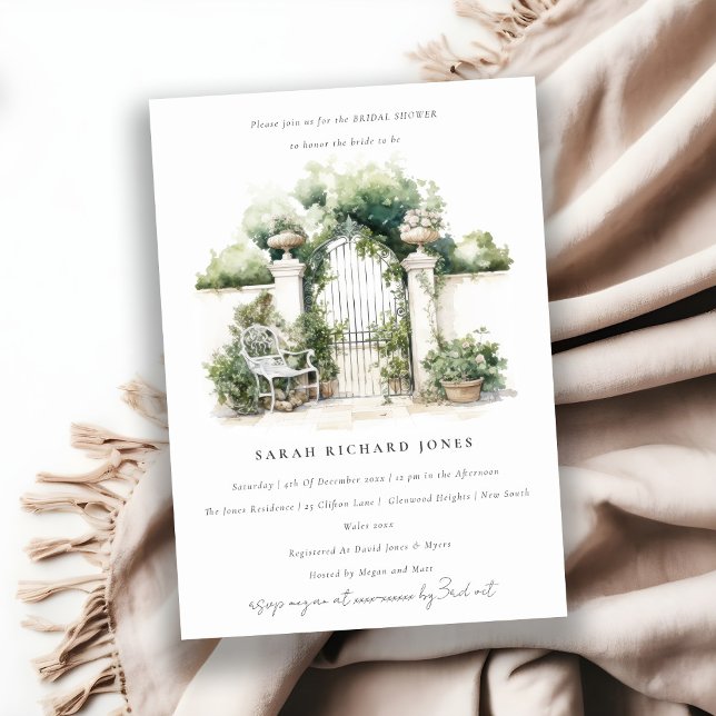 Invitación Clásico Jardín Francés Paisaje Brillante Ducha (Subido por el creador)
